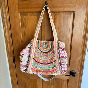 AMERICA & BEYOND Vibrant Hand Embellished Rainbow Hand Beaded Tote